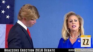 Дональд Дрампф трахает Хиллари Клейтон во время дебатов - порно видео