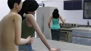 Сводные братья занимаются грубым сексом за спиной мачехи - порно видео